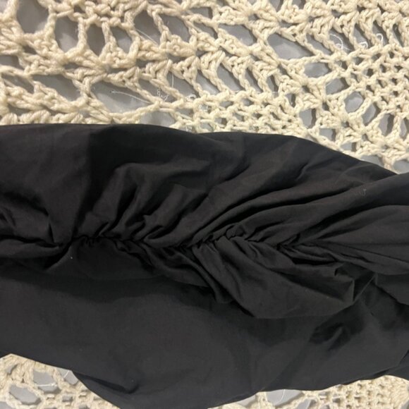 NWOT Miffuse Sz Small Black 33” Long Short Sleeve‎ Ruffled Dress C08 - Picture 6 of 8